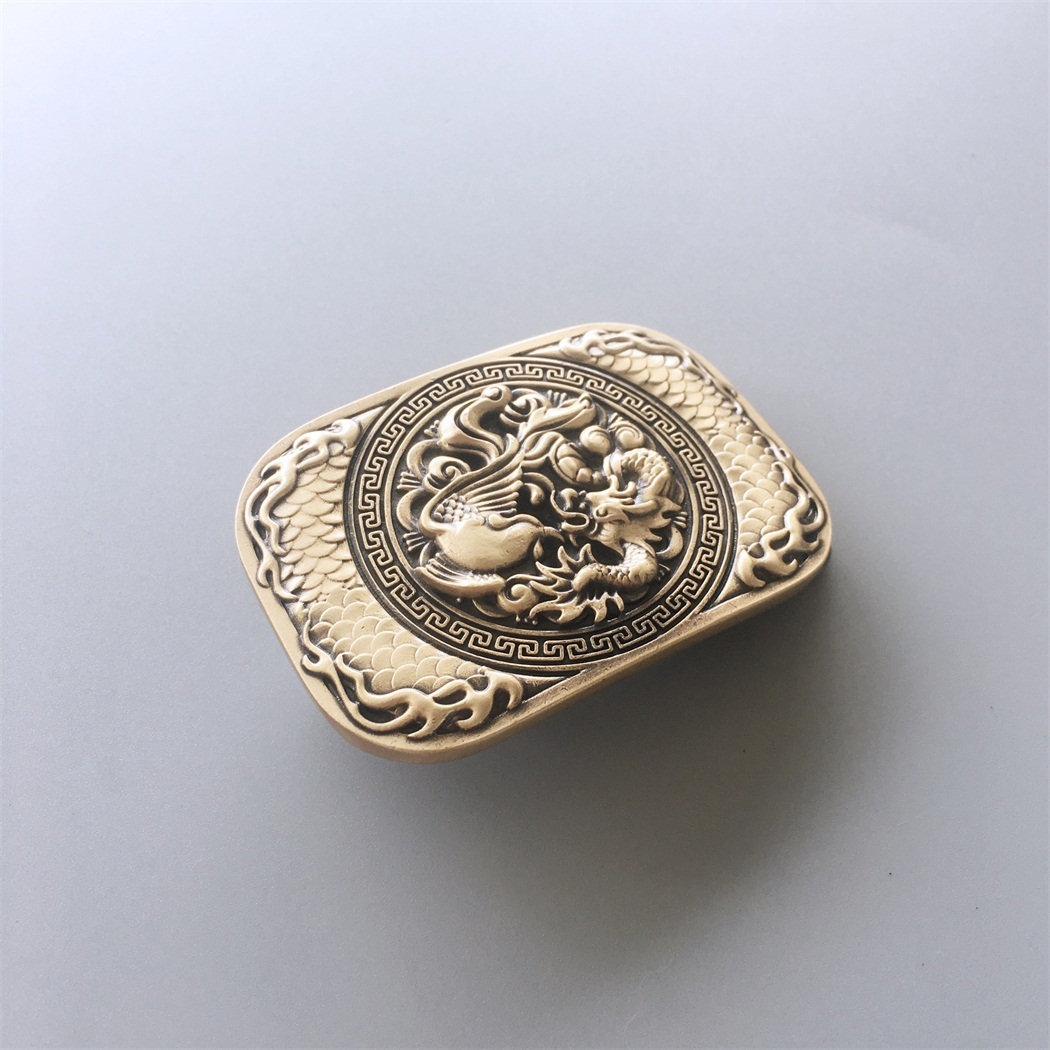 New Dragon Rectangle Solid Brass Belt Buckle BUCKLE-BS005