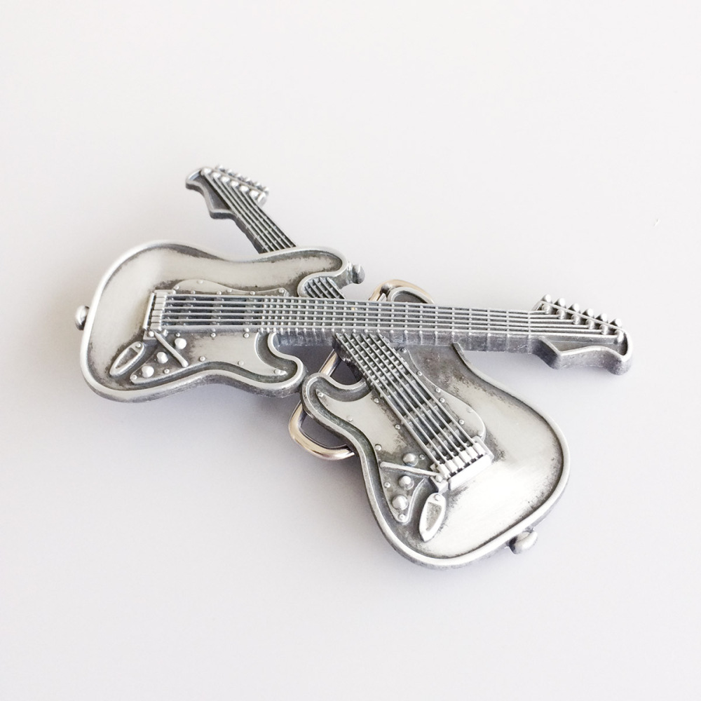 Vintage Cross Double Guitars Music Belt Buckle Gurtelschnalle Boucle de ceinture