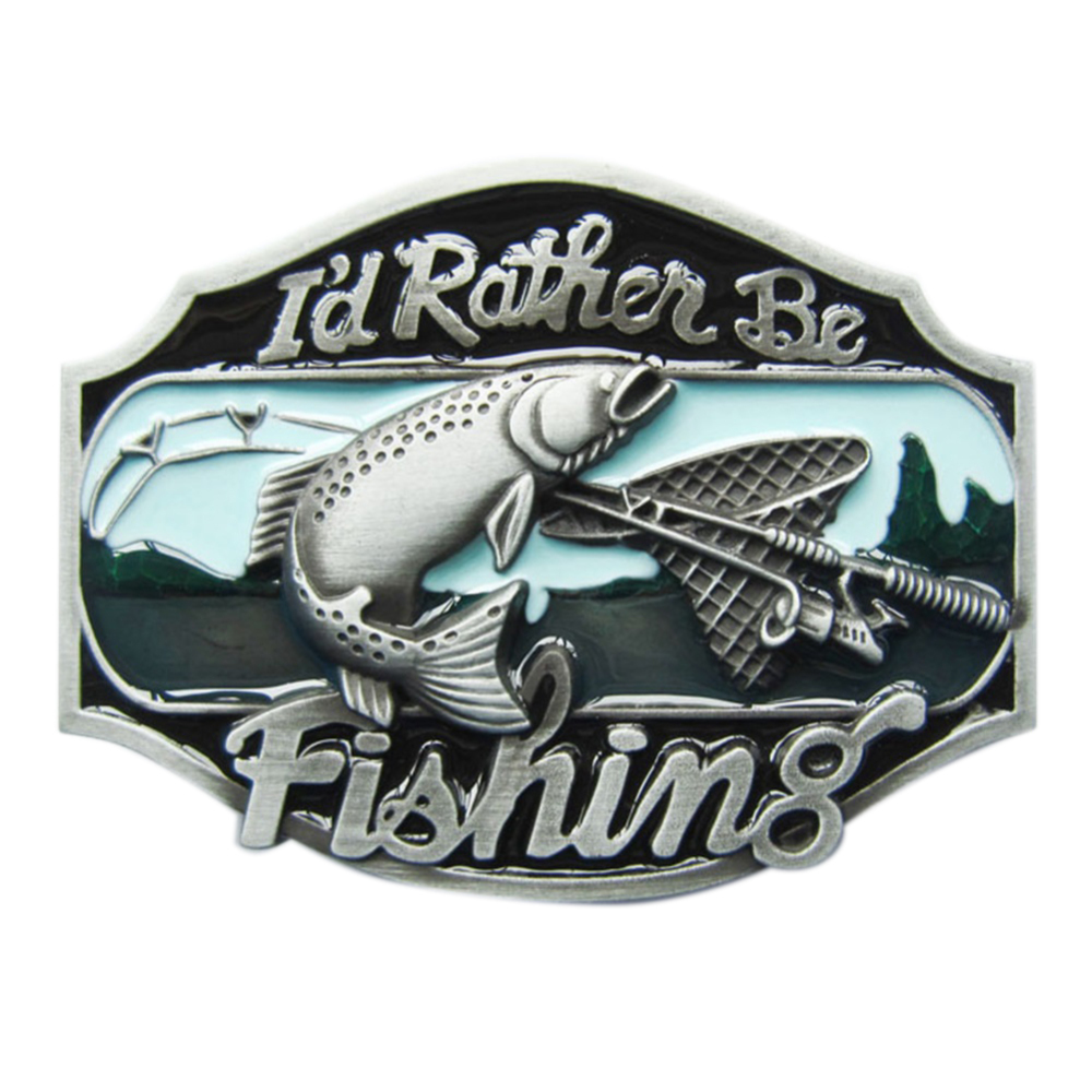 Vintage Style Rather Be Fishing Fish Wildlife Belt Buckle