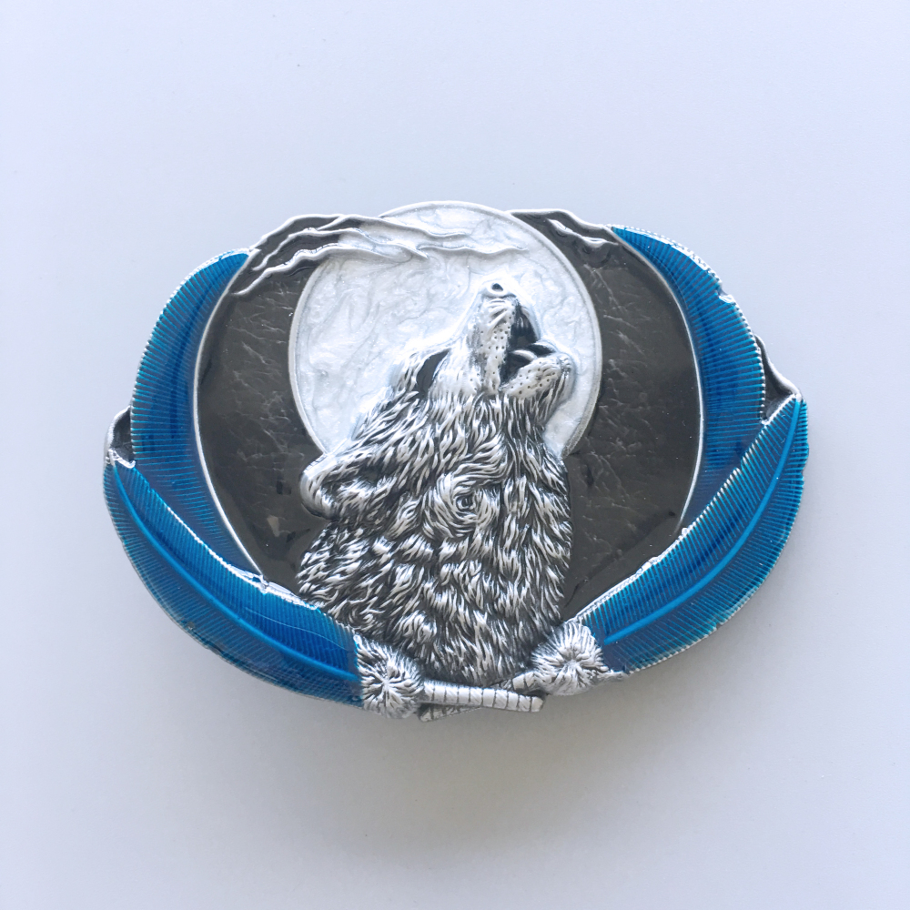 Vintage Style Enamel Western Moon Oval Belt Buckle
