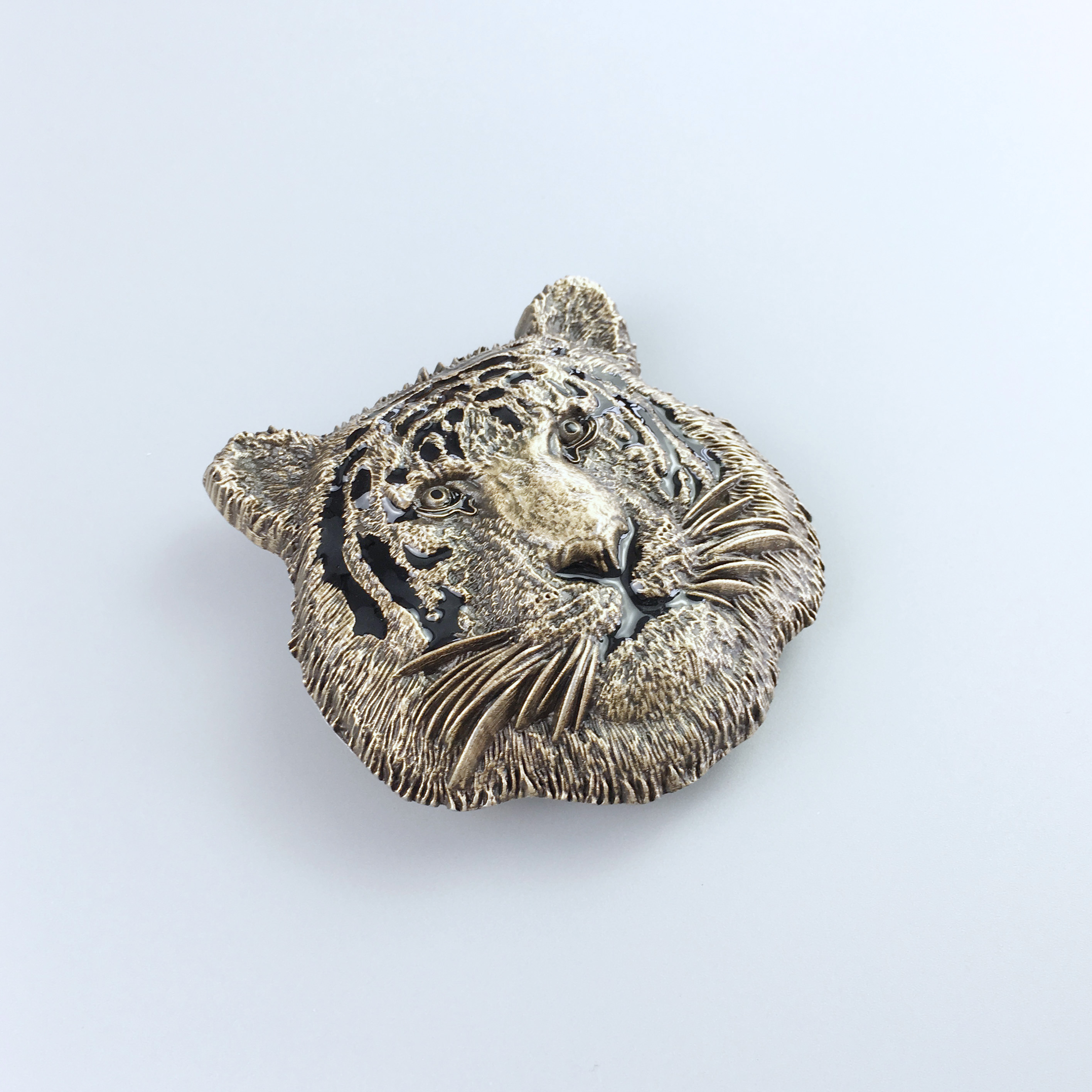 JEAN'S FRIEND Vintage Bronze Plated King of Animal Tiger Wildlife Belt Buckle