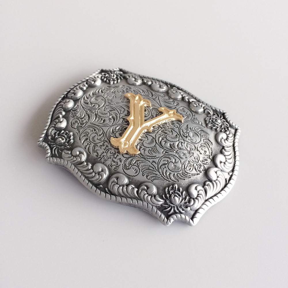Initial Letter Y Western Style Cowboy Cowgirl Belt Buckle BUCKLE-LE010Y