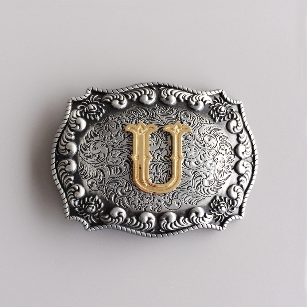 Initial Letter U Western Style Cowboy Cowgirl Belt Buckle BUCKLE-LE010U