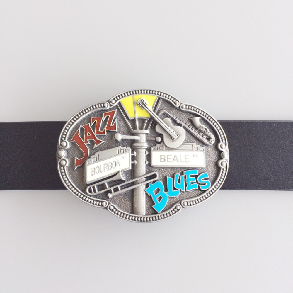 Vintage Enamel Jazz Blues Country Music Belt Buckle Gurtelschnalle Boucle de ceinture