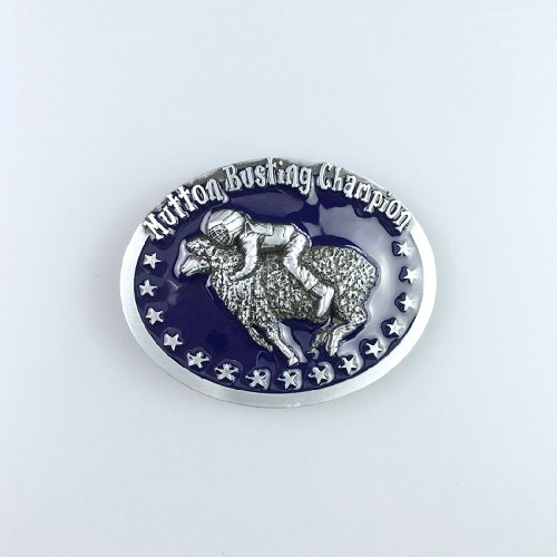Vintage Blue Enamel Initial Mutton Busting Champion Belt Buckle BUCKLE-WT106BL
