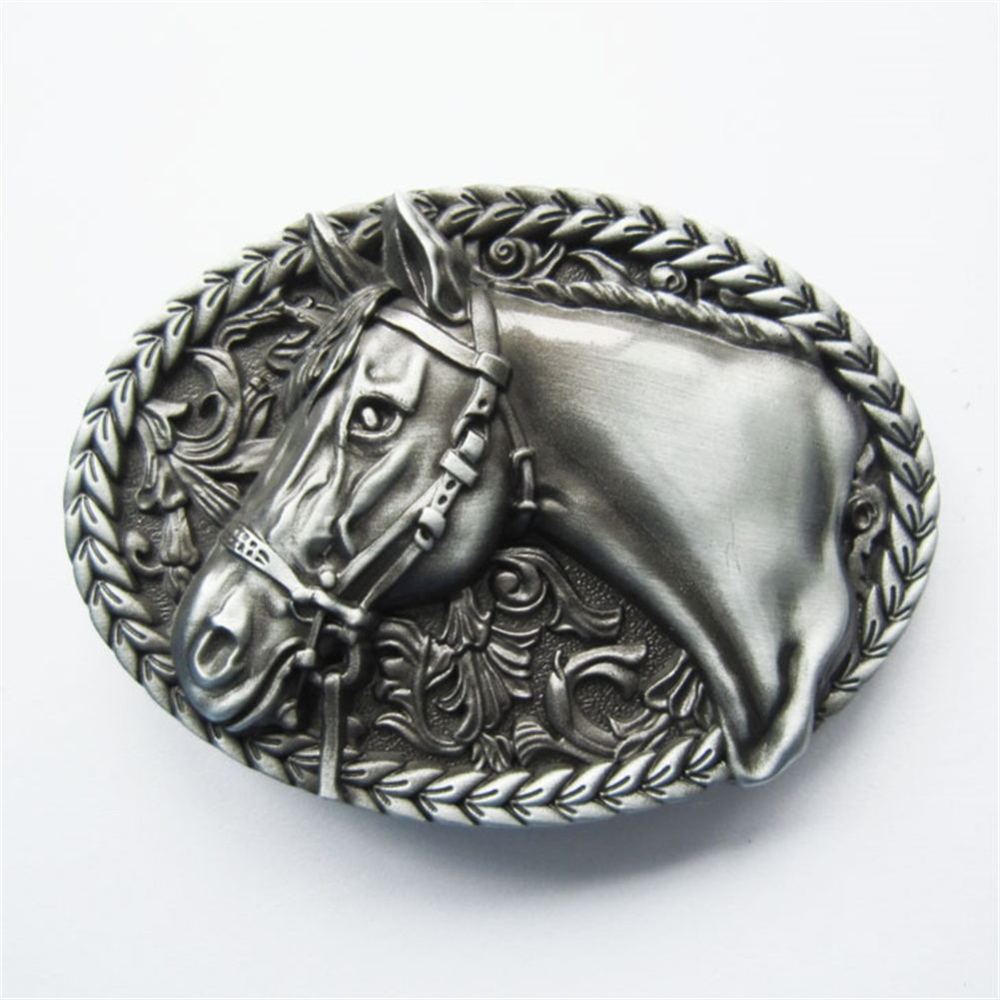 Vintage Style Western Rope Horse Cowboy Oval Belt Buckle