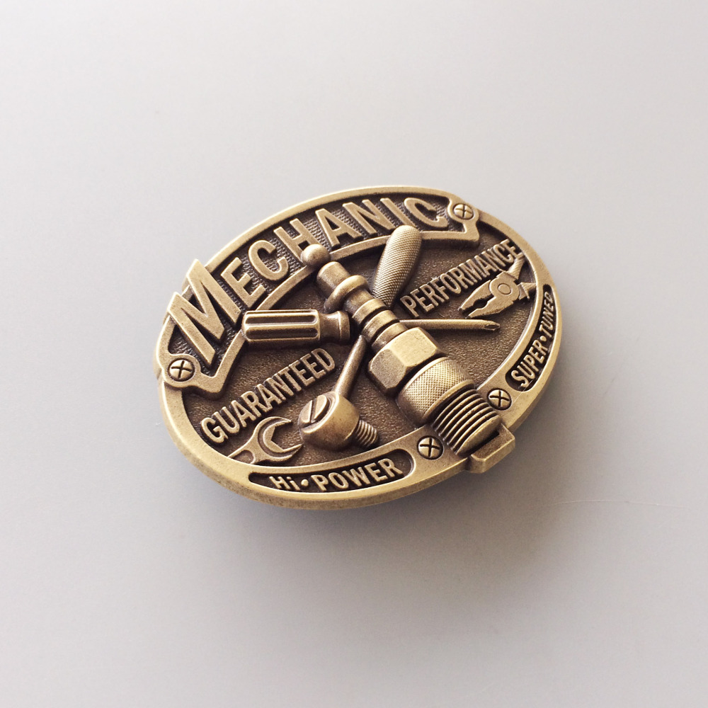 Vintage Bronze Plated Mechanic Trades Tradesman Belt Buckle