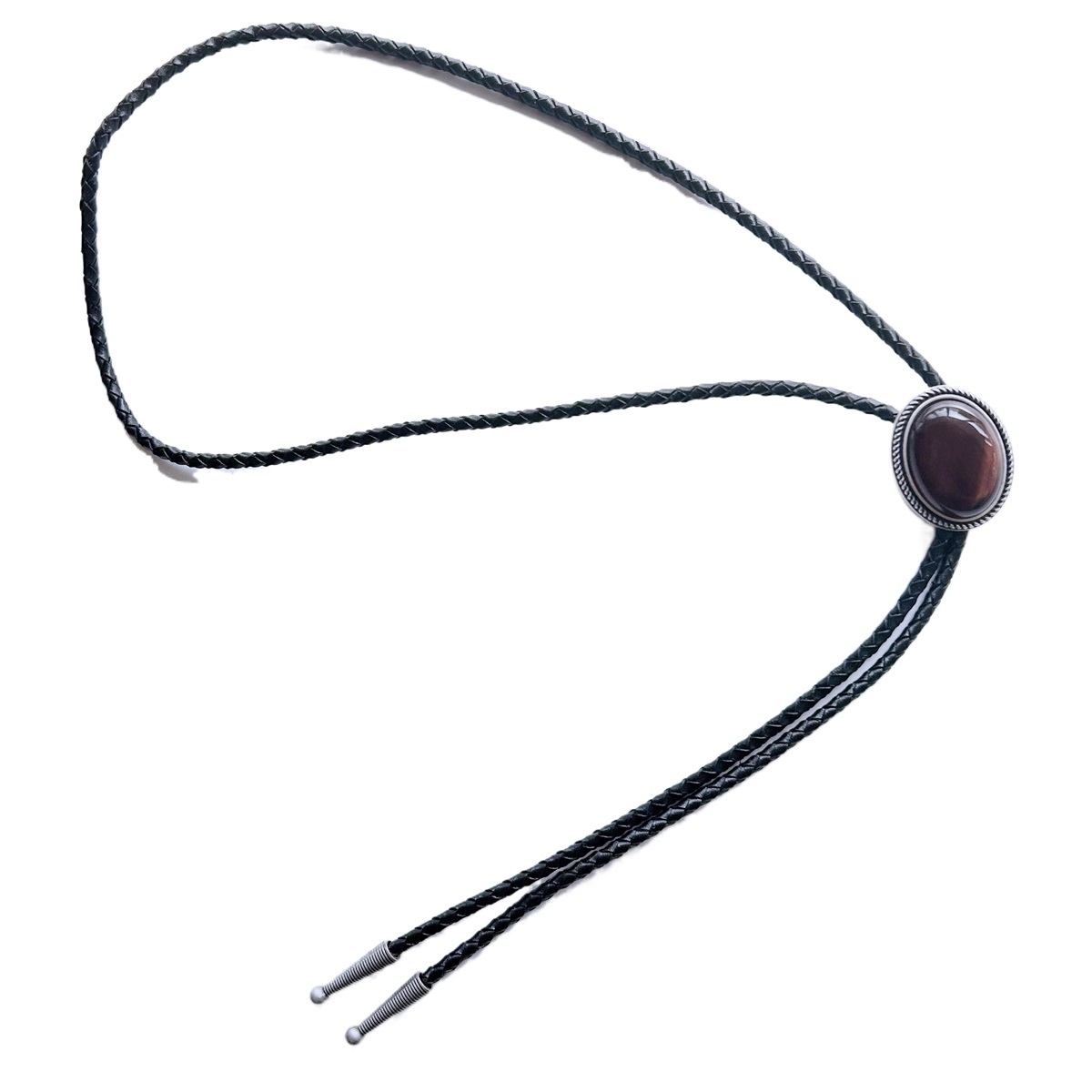 Vintage Silver Western Wildlife Red Tiger Eye Stone Oval Bolo Tie BOLOTIE-024SL