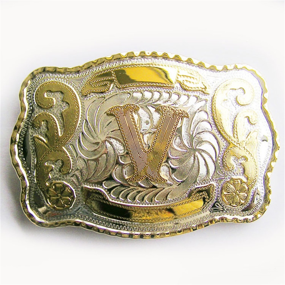 Large Size Initial Letter V Western Cowboy Belt Buckle Gurtelschnalle Boucle de ceinture