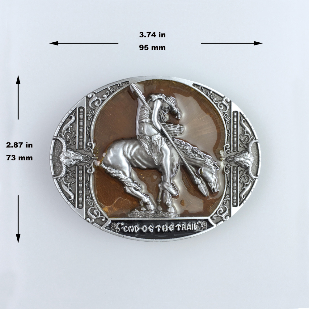 Yellow Enamel Rodeo Cowboy Western Oval Belt Buckle Boucle de Ceinture