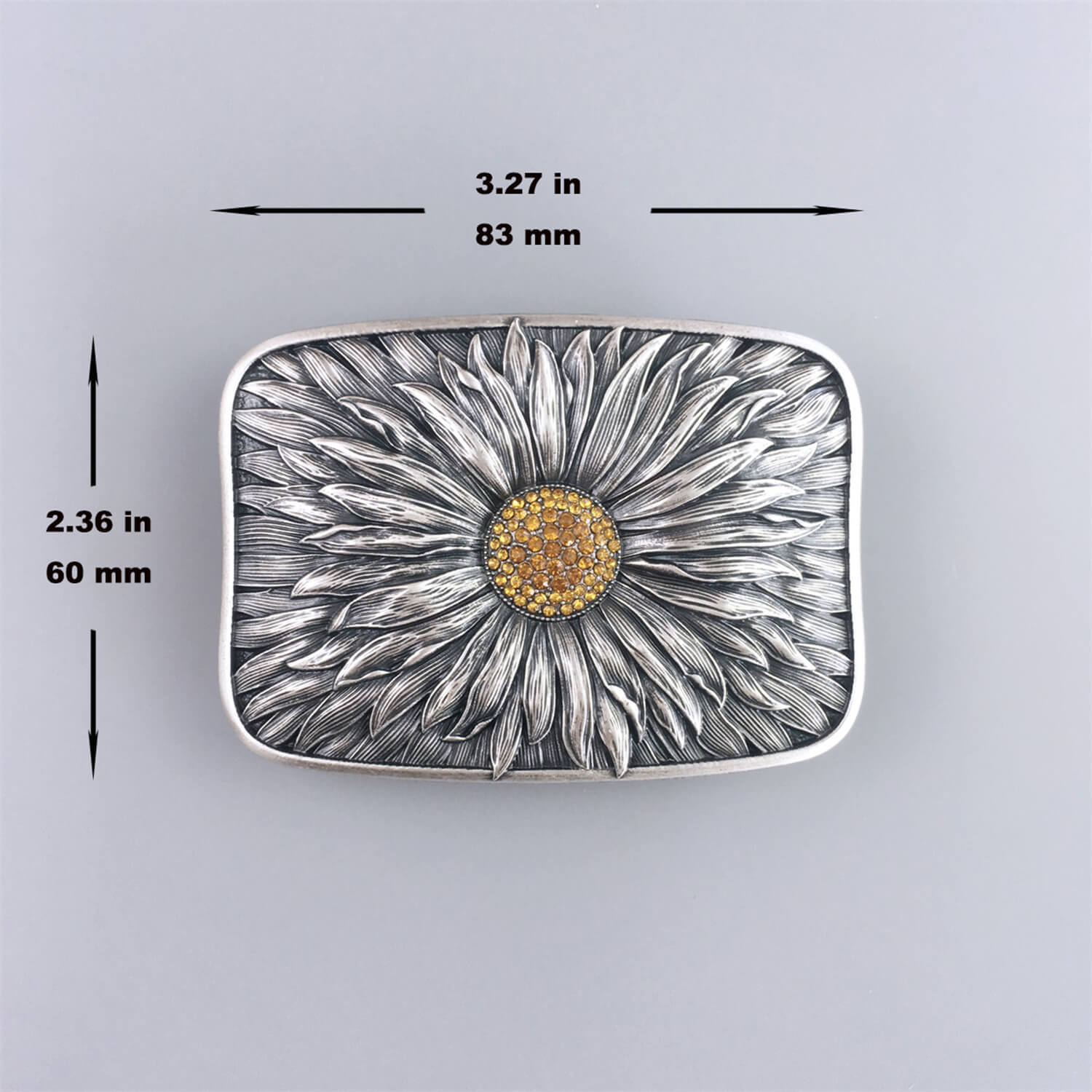JEAN'S FRIEND Vintage Silver Plated Rhinestones Blooming Daisy Bling Belt Buckle