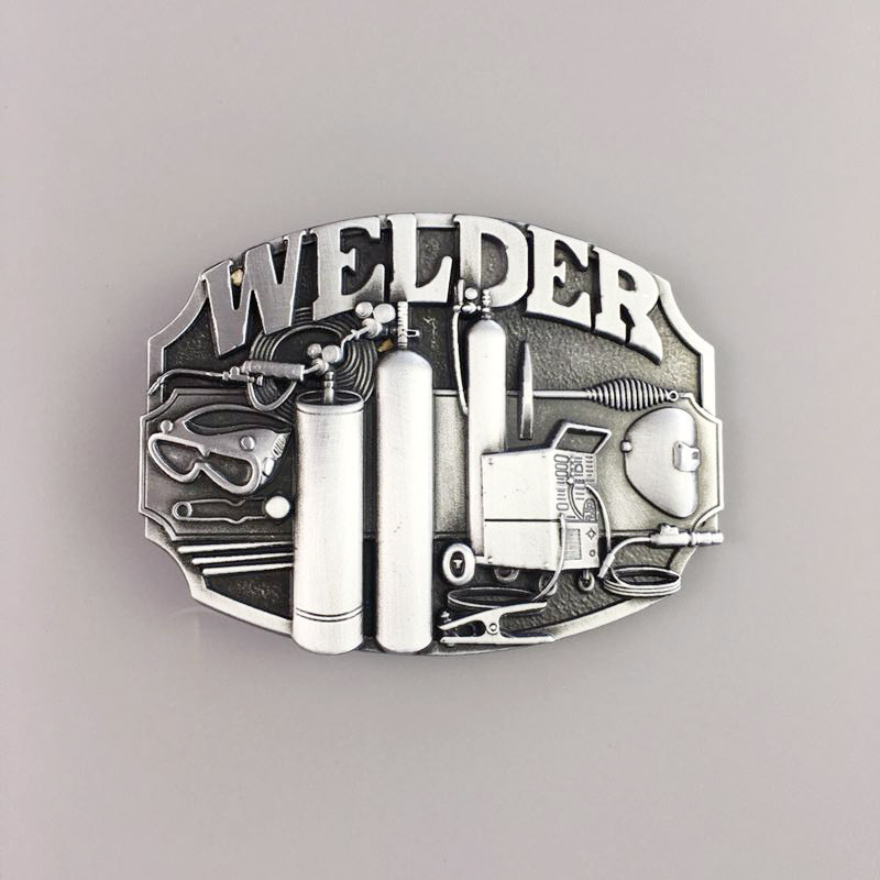 Antique Silver Welder Trades Tradesman Belt Buckle