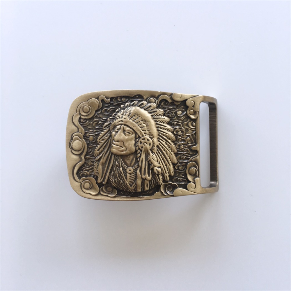 New Western Chief Cowboy Rectangle Solid Brass Belt Buckle BUCKLE-BS015