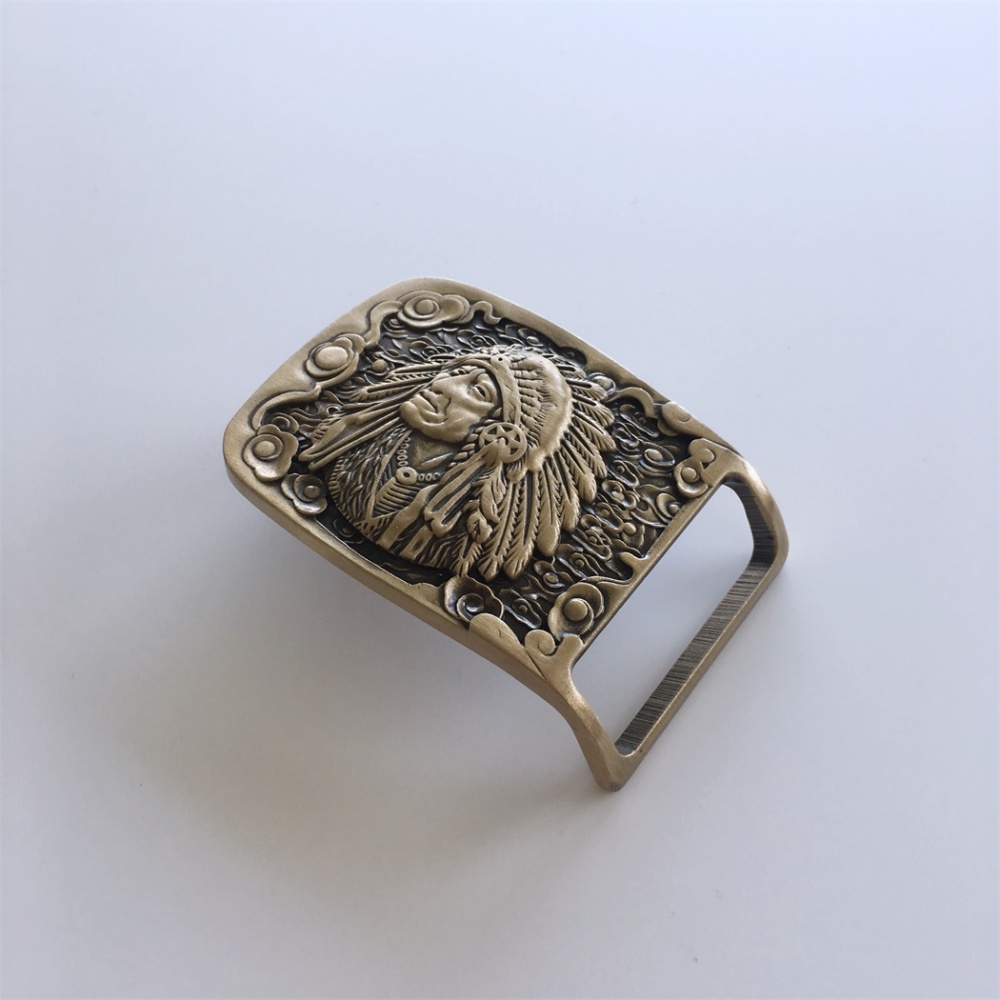 New Western Chief Cowboy Rectangle Solid Brass Belt Buckle BUCKLE-BS015