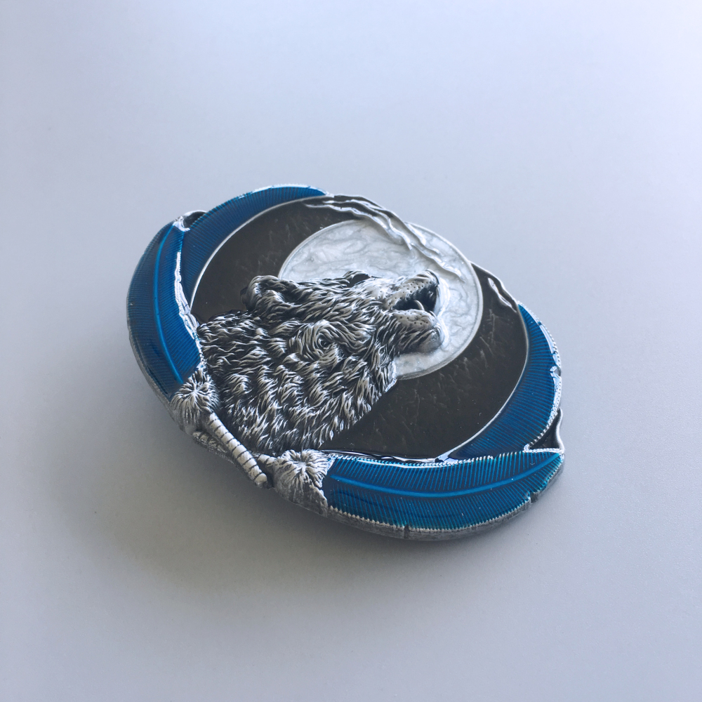 Vintage Style Enamel Western Moon Oval Belt Buckle