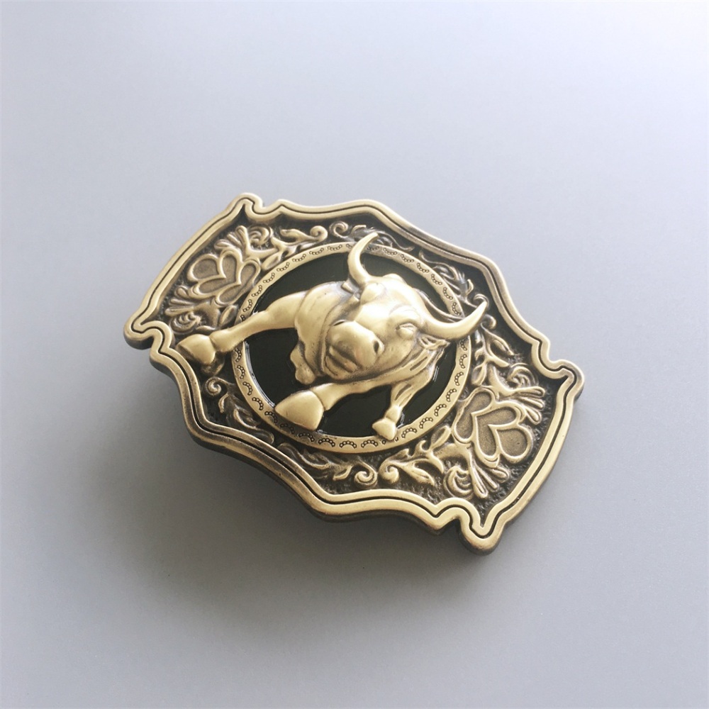 Western Rodeo Bull Solid Brass Belt Buckle BUCKLE-BS008