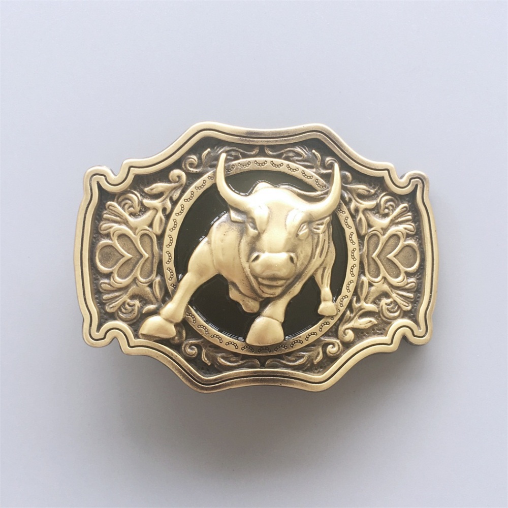 Western Rodeo Bull Solid Brass Belt Buckle BUCKLE-BS008