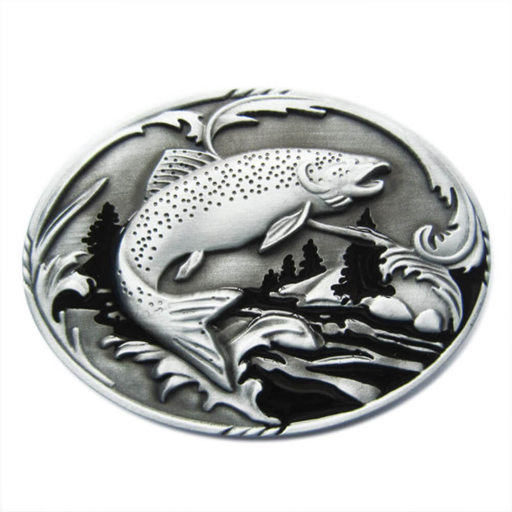 Fish Fishing Wildlife Fisherman Western Oval Belt Buckle