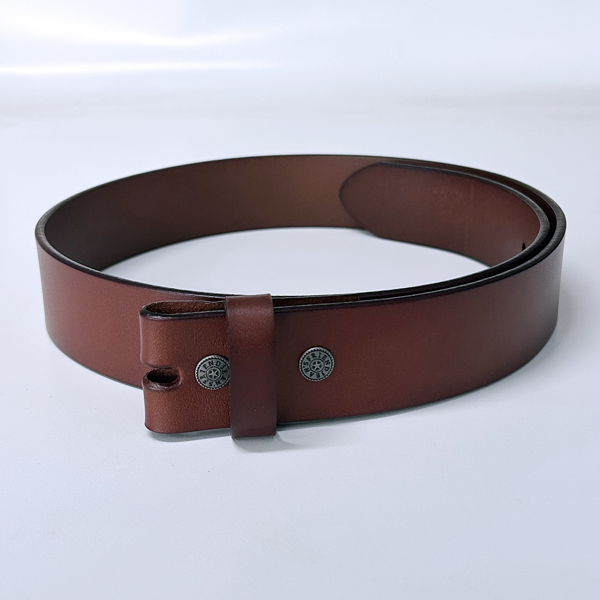 Solid Red Brown Genuine Leather Belt Brass Snap On Belt BELT1-014RWN