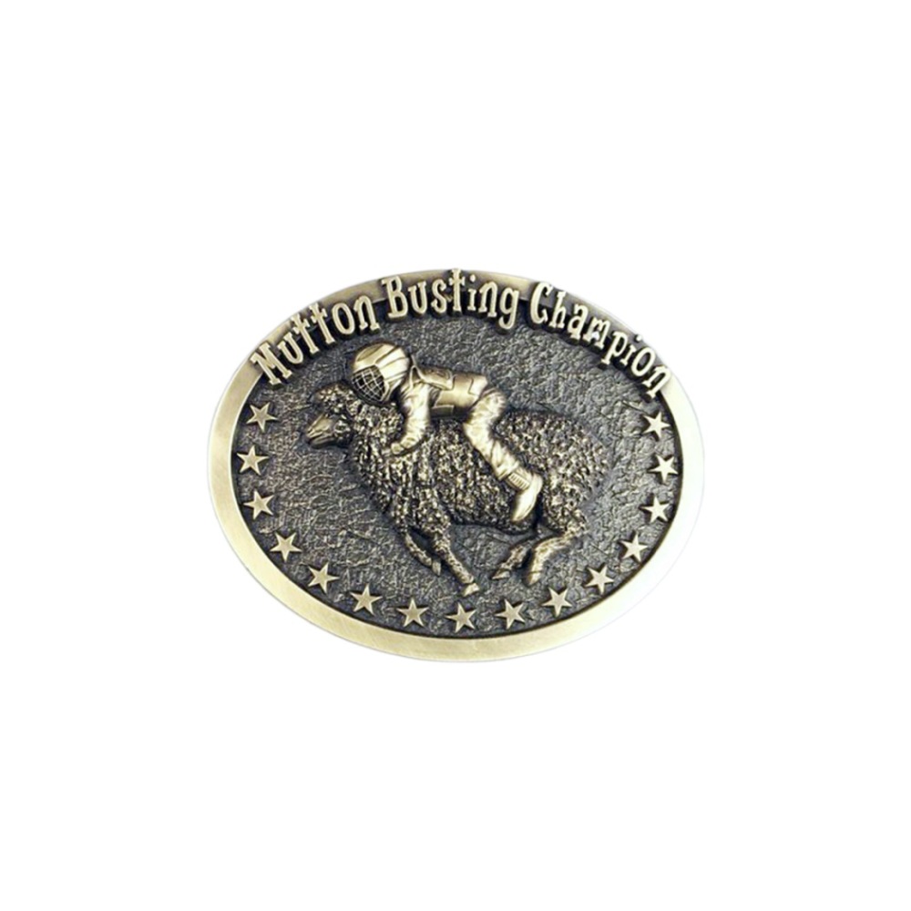 Antique Bronze Mutton Busting Cowboy Cowgirl Wildlife Belt Buckle BUCKLE-WT106AB