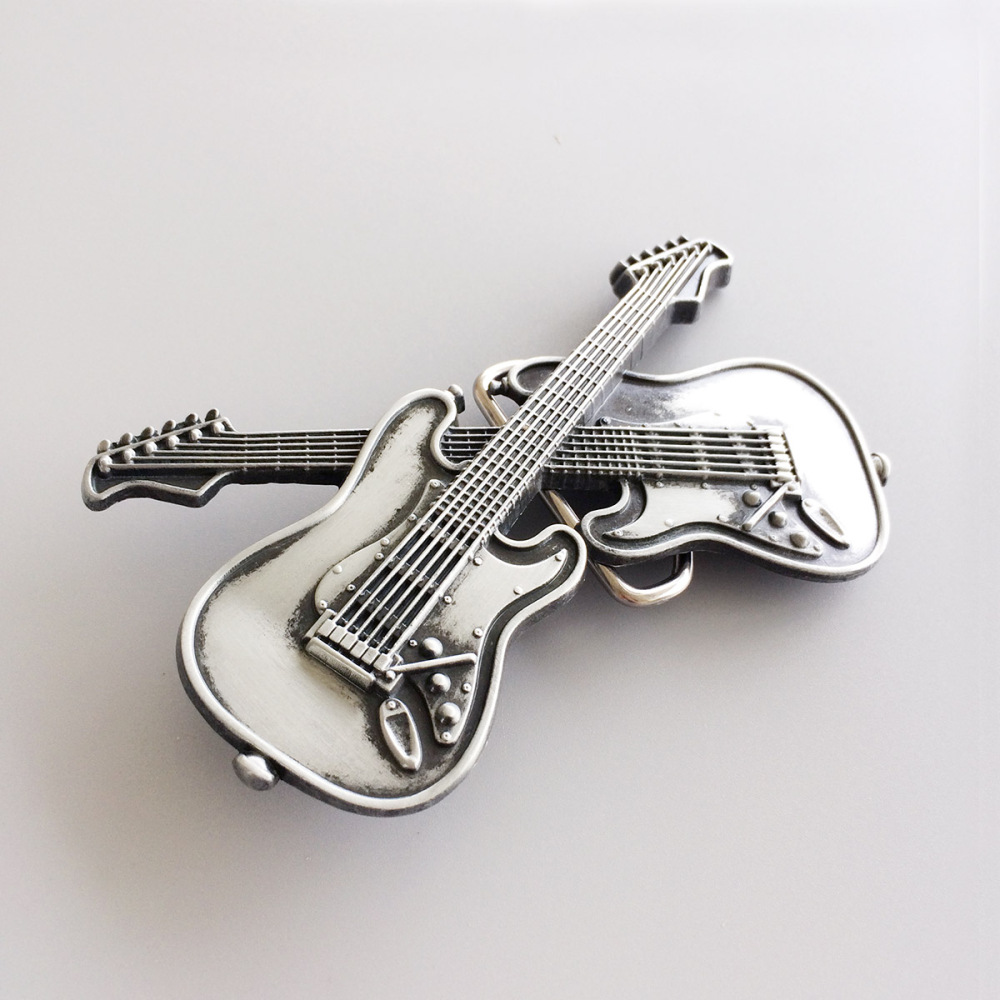 Vintage Cross Double Guitars Music Belt Buckle Gurtelschnalle Boucle de ceinture