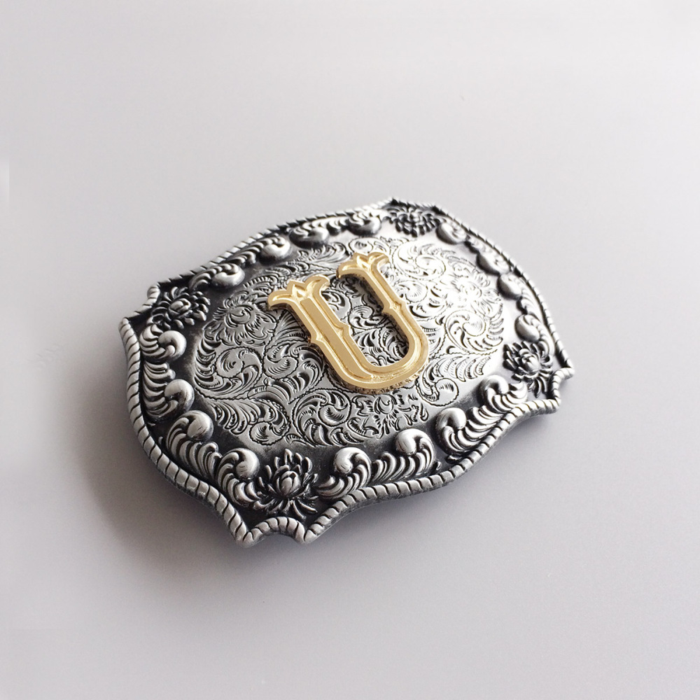 Initial Letter U Western Style Cowboy Cowgirl Belt Buckle BUCKLE-LE010U