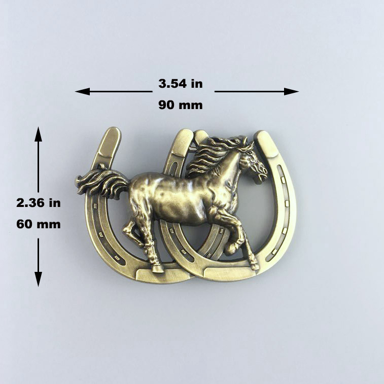 Horse Horseshoe Western Wildlife Belt Buckle