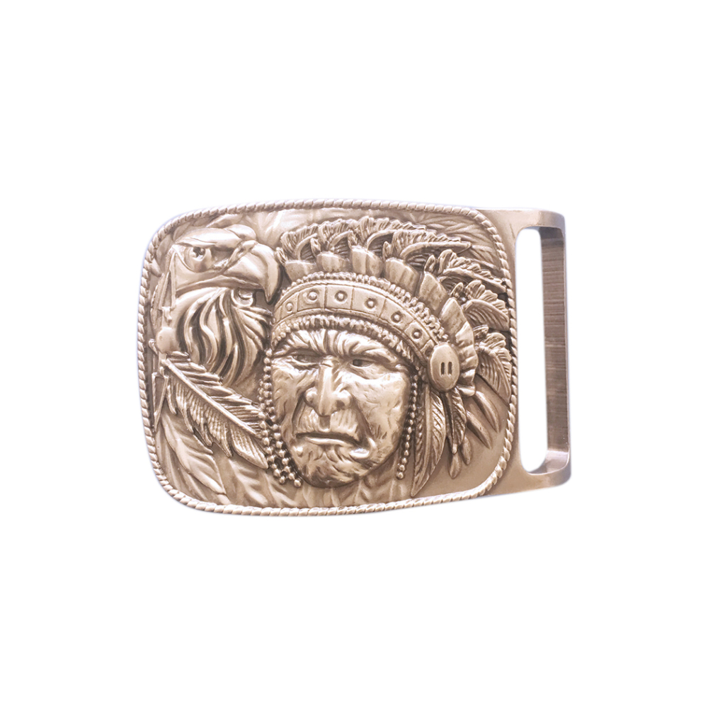 Western Eagle Chief Cowboy Solid Brass Belt Buckle BUCKLE-BS011