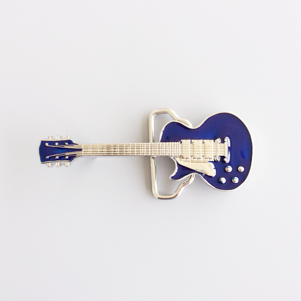 Bright Silver Blue Enamel Electric Guitar Music Belt Buckle Gurtelschnalle Boucle de ceinture BUCKLE-MU046BL