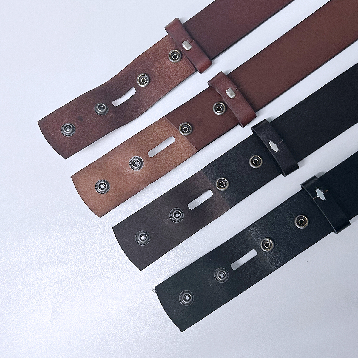 Solid Black Genuine Leather Belt Brass Snap On Belt BELT1-014BKN