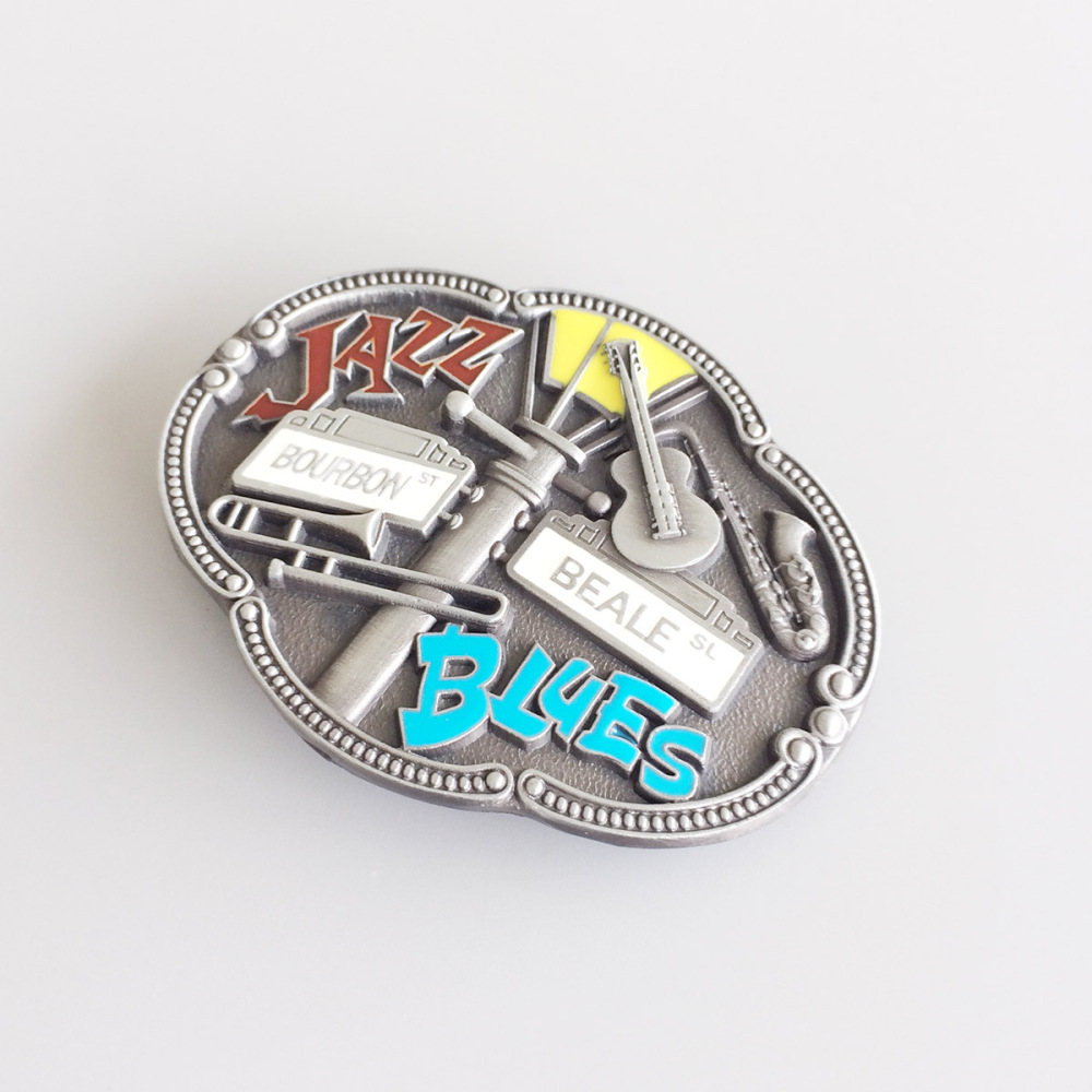 Vintage Enamel Jazz Blues Country Music Belt Buckle Gurtelschnalle Boucle de ceinture