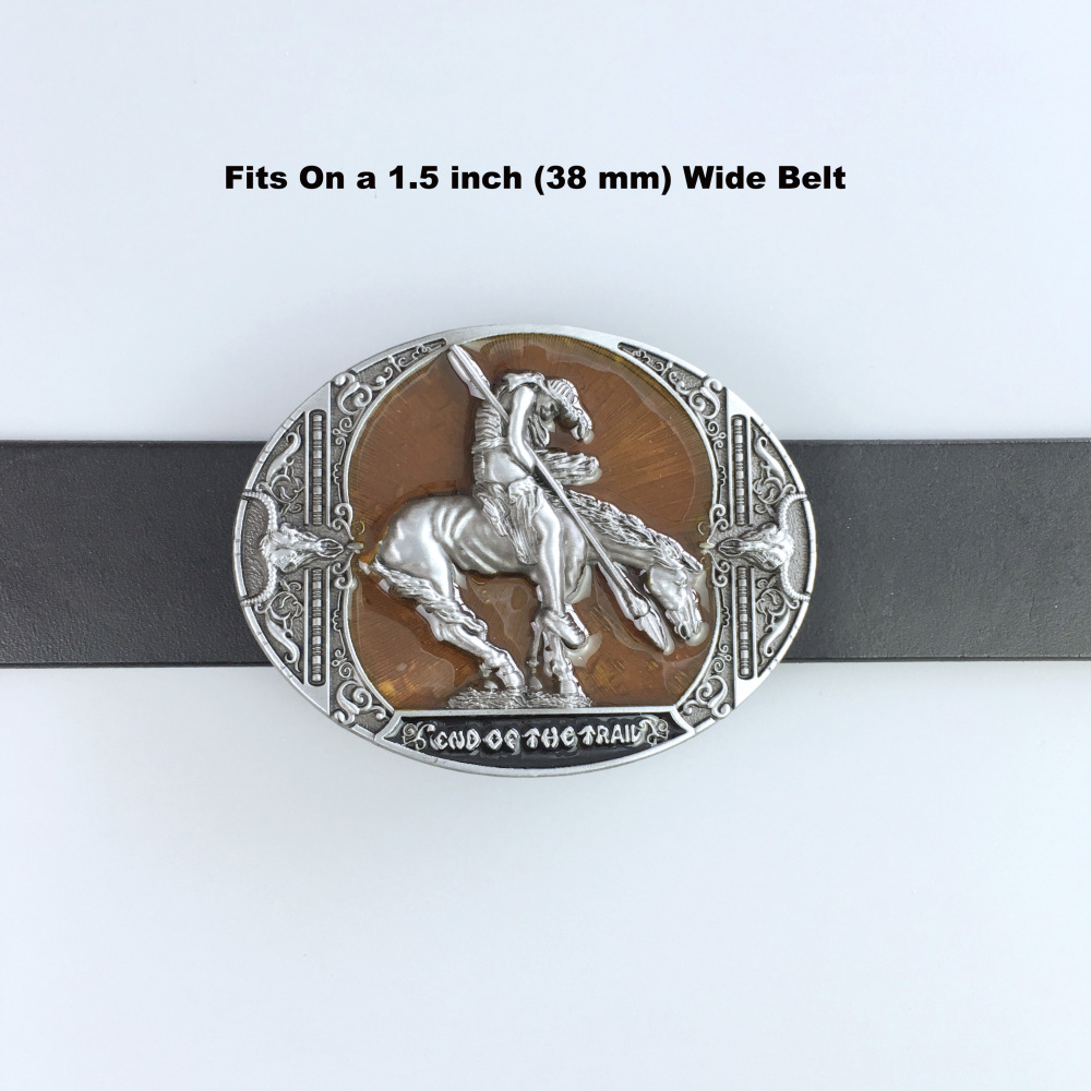 Yellow Enamel Rodeo Cowboy Western Oval Belt Buckle Boucle de Ceinture