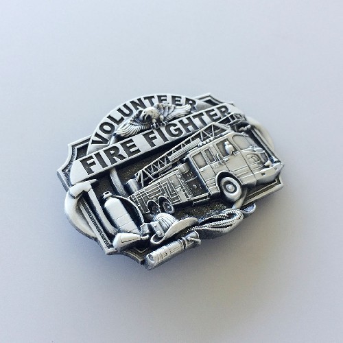 Vintage Western Volunteer Firefighter Fire Belt Buckle Gurtelschnalle Boucle de ceinture BUCKLE-WT007AS