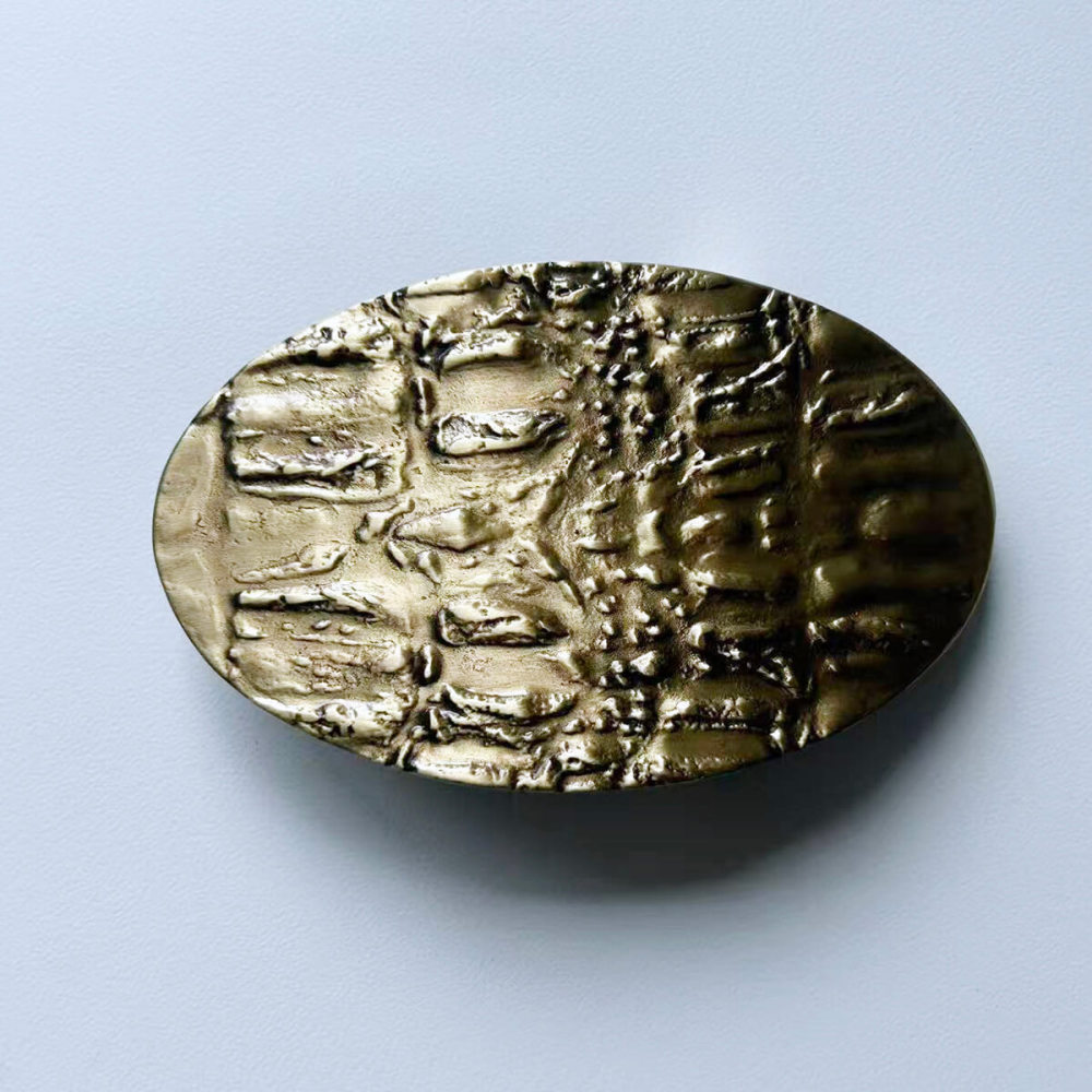 Solid Brass Rock Stone Texture Belt Buckle BUCKLE-BS022