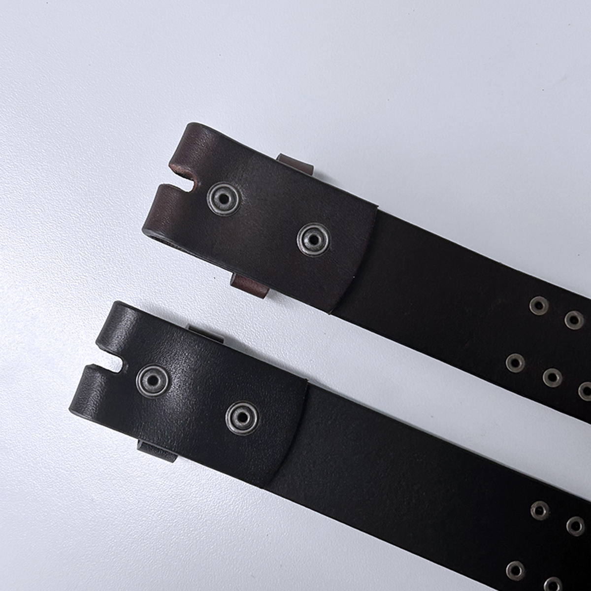 Brown Punk Nails Studded Genuine Leather Belt Brass Snap On Belt BELT1-006BWN