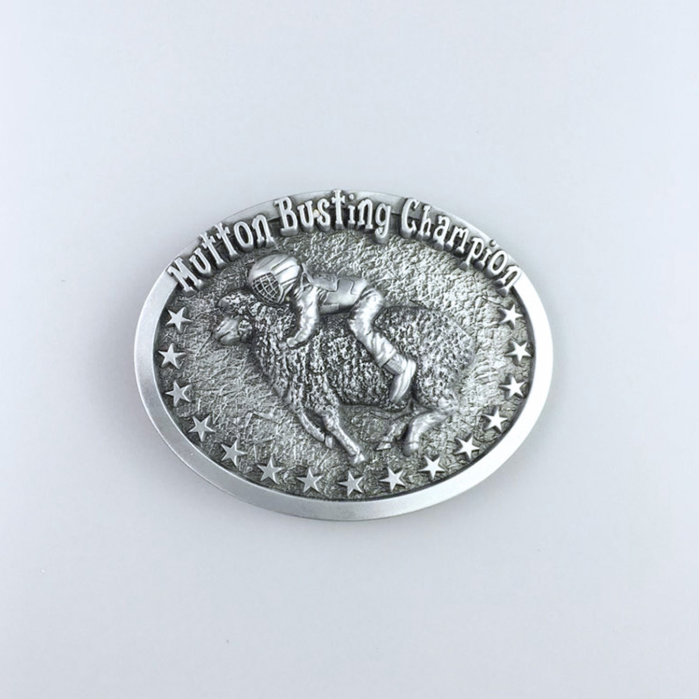 Antique Silver Mutton Busting Cowboy Cowgirl Wildlife Belt Buckle also Stock in the US BUCKLE-WT106AS