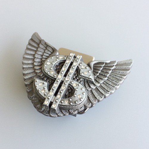 Vintage Rhinestones Angel Wings US Dollar Belt Buckle Gurtelschnalle Boucle de ceinture BUCKLE-LT015
