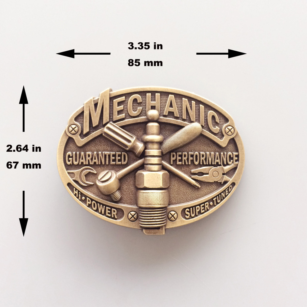 Vintage Bronze Plated Mechanic Trades Tradesman Belt Buckle