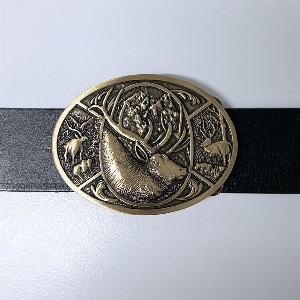 Western Deer Cowboy Cowgirl Solid Brass Belt Buckle BUCKLE-BS021