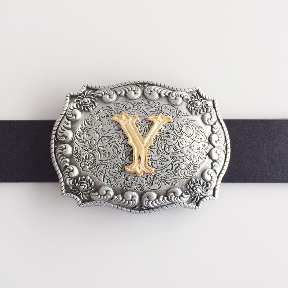 Initial Letter Y Western Style Cowboy Cowgirl Belt Buckle BUCKLE-LE010Y