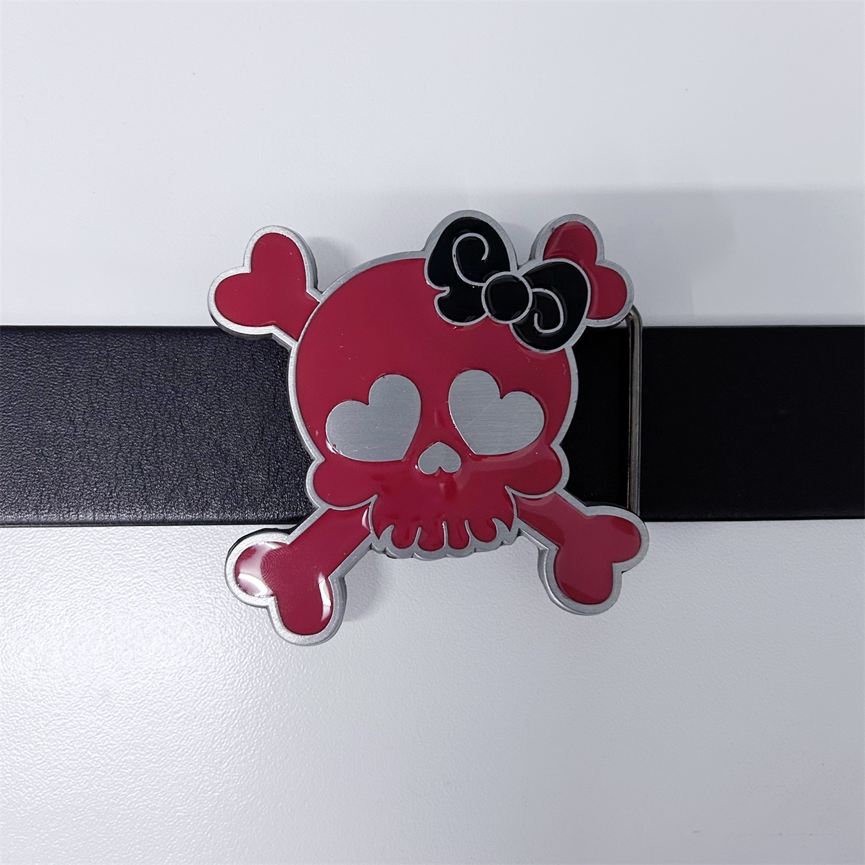 JEAN'S FRIEND Vintage Red Enamel Punk Rock Emo Tattoo Skull Girl Wedding Belt Buckle
