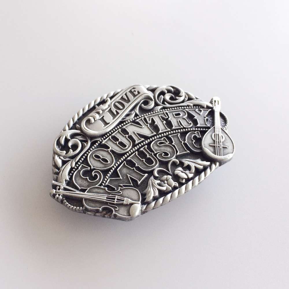 Tattoo Skull Country Music Guitar Belt Buckle