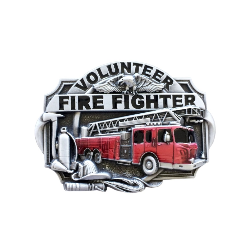 Vintage Style Fire Truck FireFighter Enamel Belt Buckle BUCKLE-WT007
