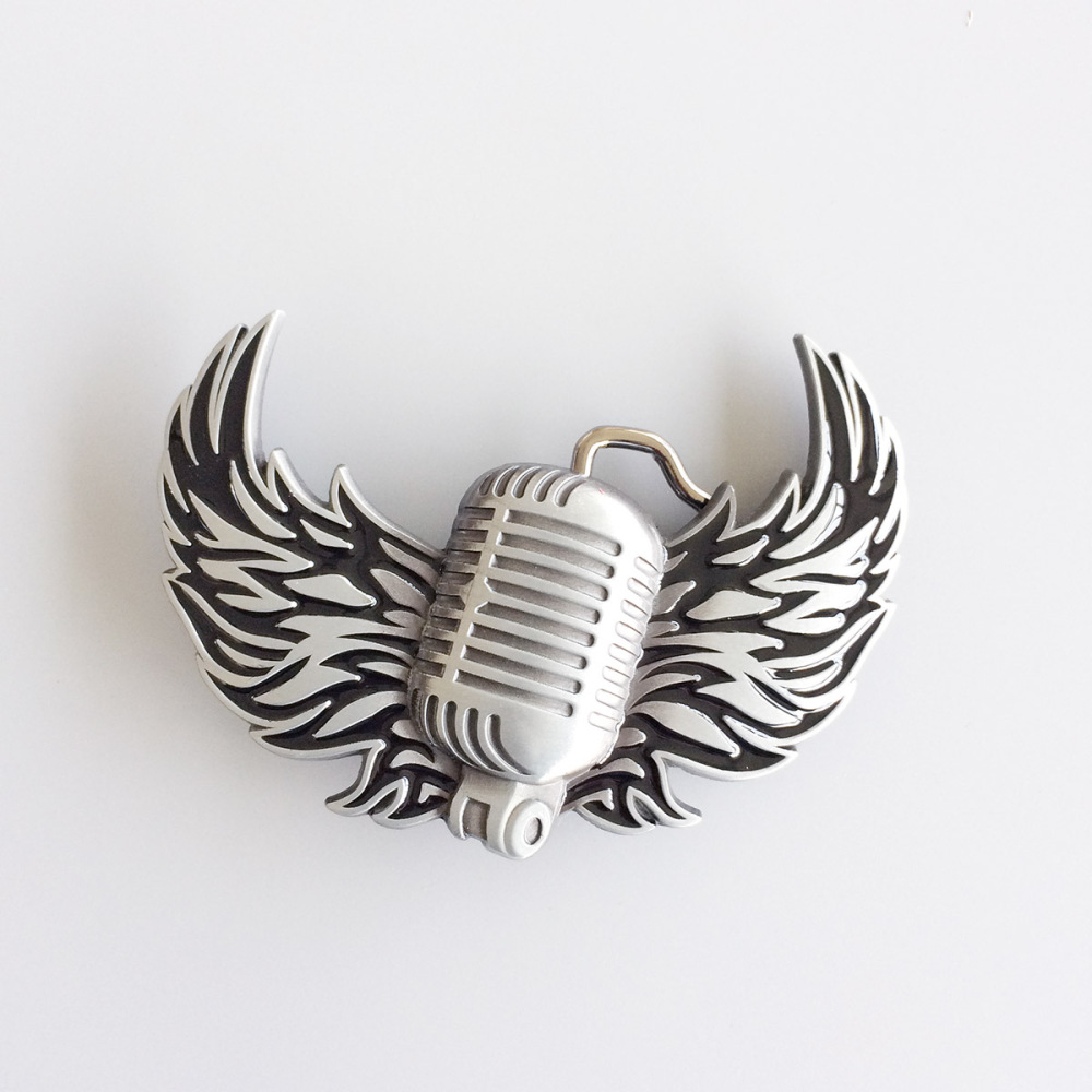 Vintage Microphone Flying Wings Rock Music Belt Buckle Gurtelschnalle Boucle de ceinture