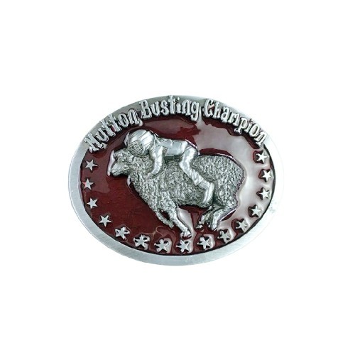 Vintage Red Enamel Initial Mutton Busting Champion Belt Buckle BUCKLE-WT106RD