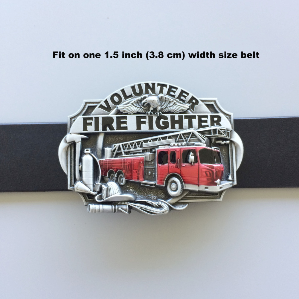 JEAN'S FRIEND Vintage Style Fire Truck FireFighter Enamel Belt Buckle