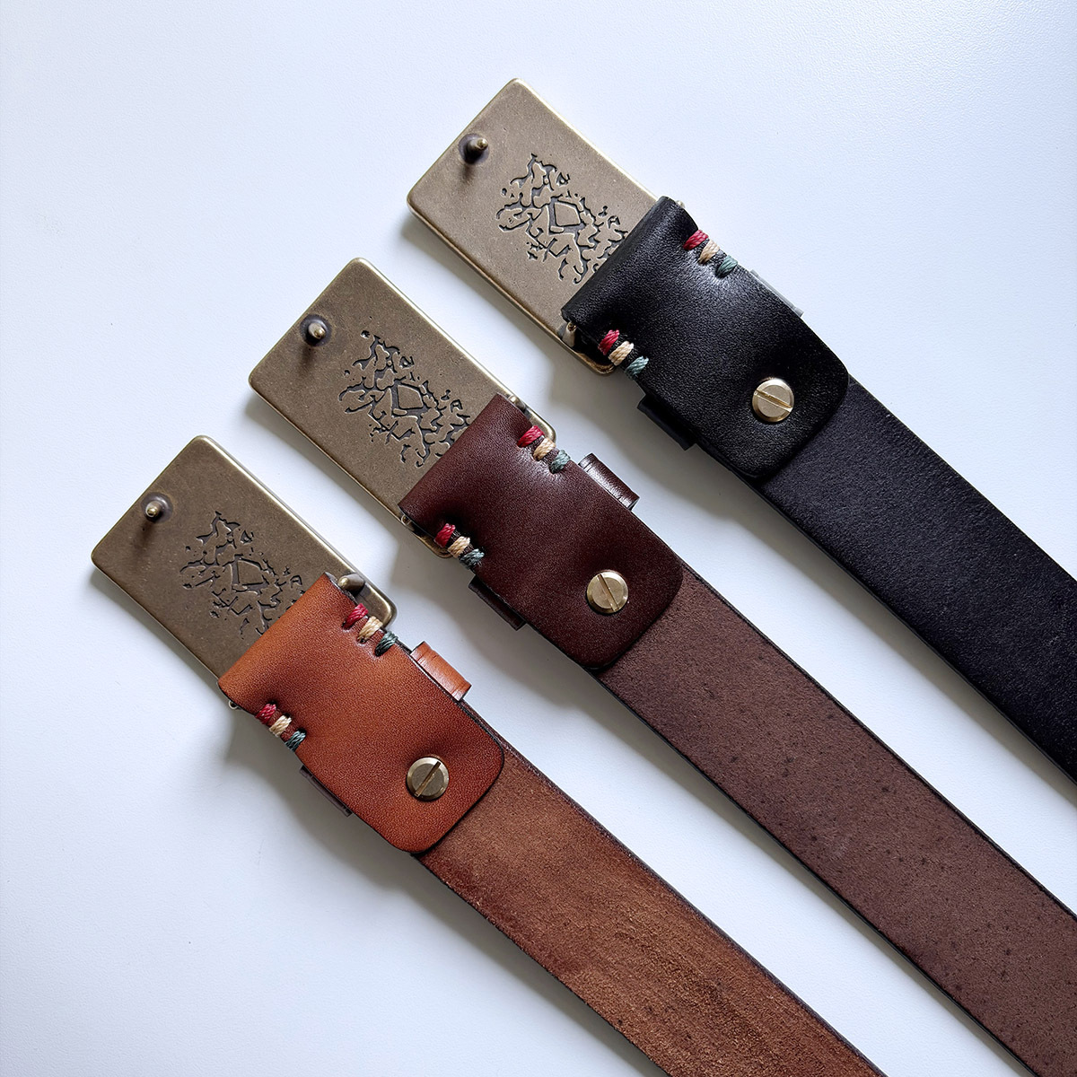 Western Southwest Laser Engrave Black Genuine Leather Belt With Solid Brass Buckle BELT1-028BK