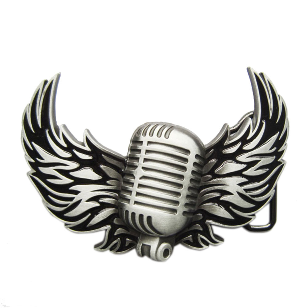 Vintage Microphone Flying Wings Rock Music Belt Buckle Gurtelschnalle Boucle de ceinture