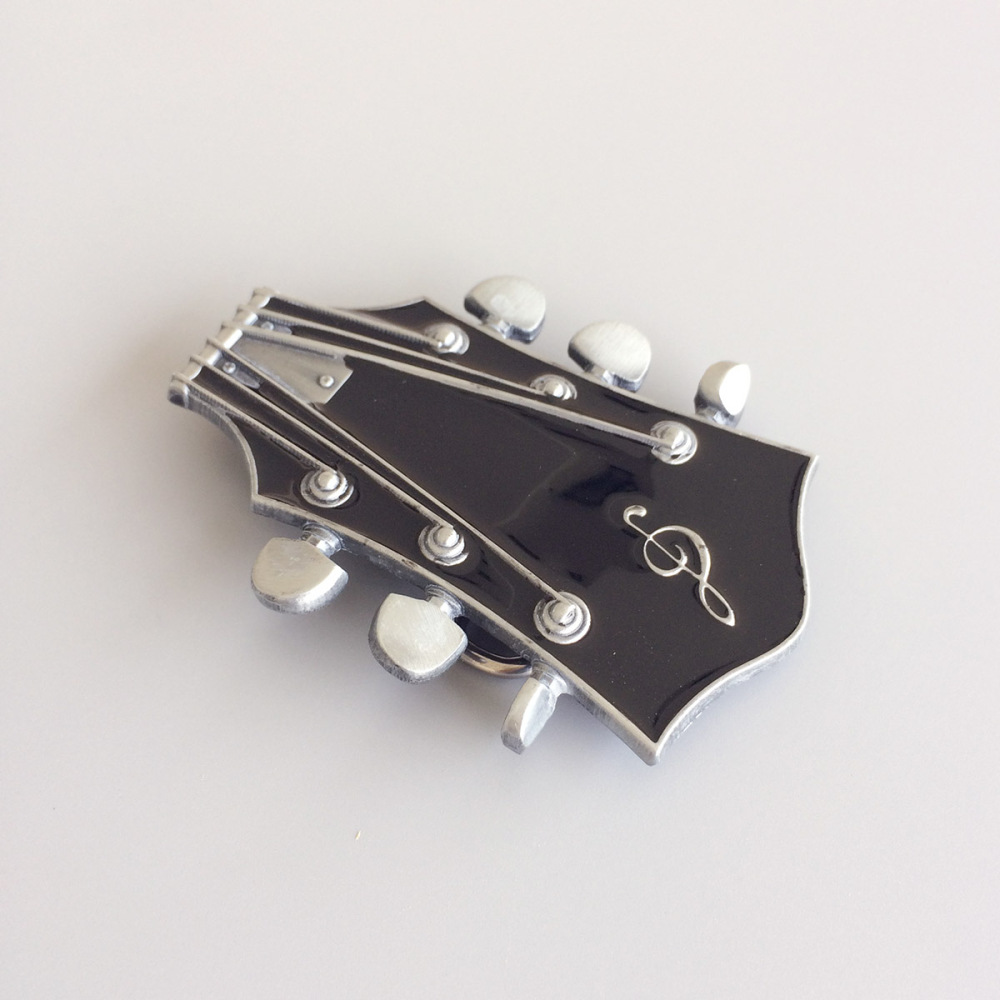 Vintage Black Enamel Guitar Music Belt Buckle Gurtelschnalle Boucle de ceinture