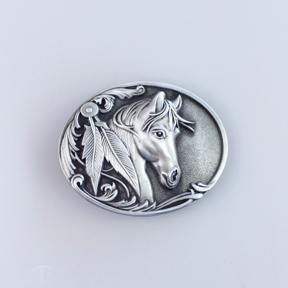 Vintage Rodeo Horse Head Western Oval Belt Buckle Gurtelschnalle Boucle de ceinture